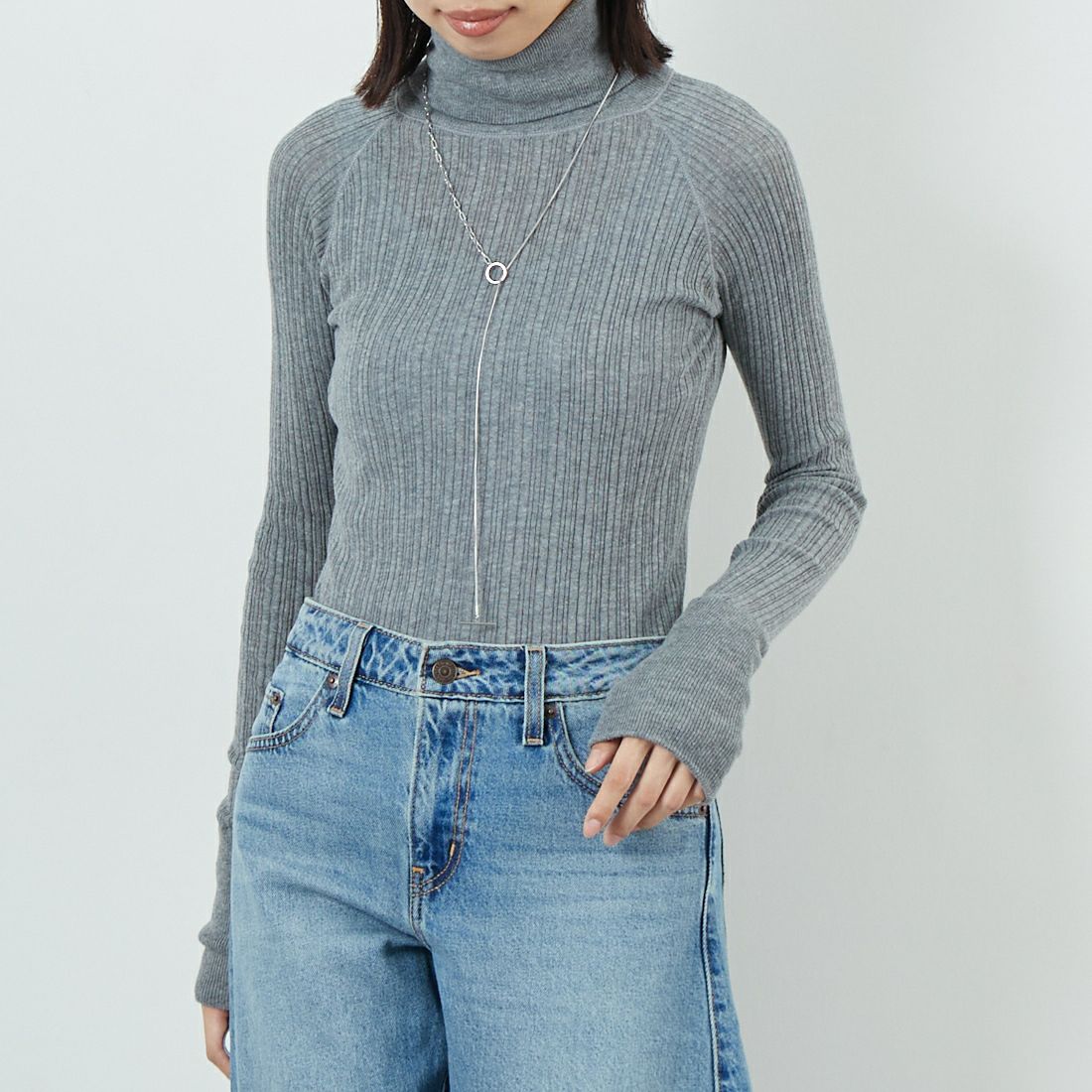 tumugu: [ツムグ] ランダムリブタートルネックニット [TK9408A] 86 STEAL G &&モデル身長：162cm 着用サイズ：F&&