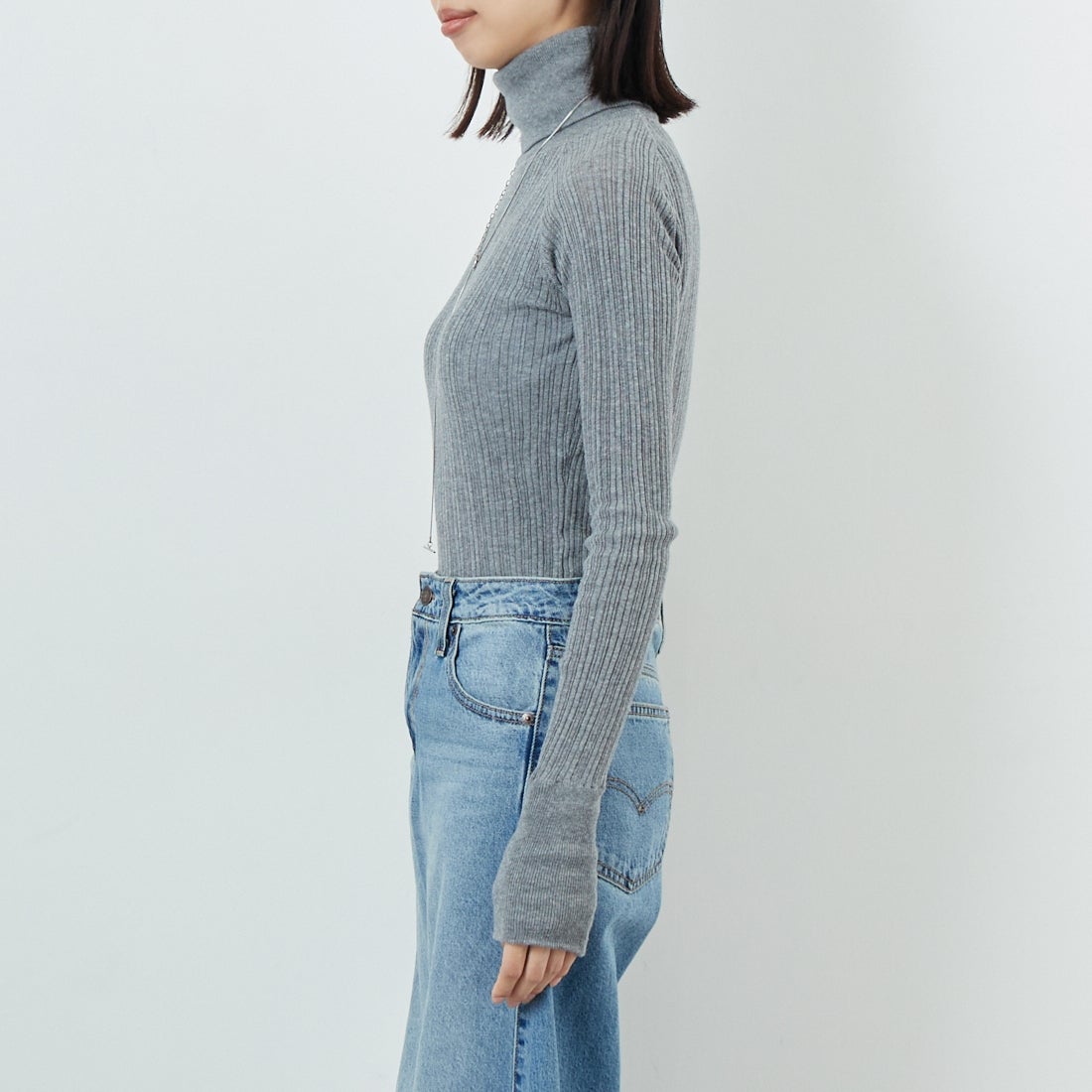 tumugu: [ツムグ] ランダムリブタートルネックニット [TK9408A] 86 STEAL G &&モデル身長：162cm 着用サイズ：F&&