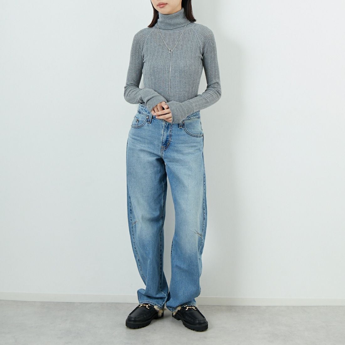 tumugu: [ツムグ] ランダムリブタートルネックニット [TK9408A] 86 STEAL G &&モデル身長：162cm 着用サイズ：F&&