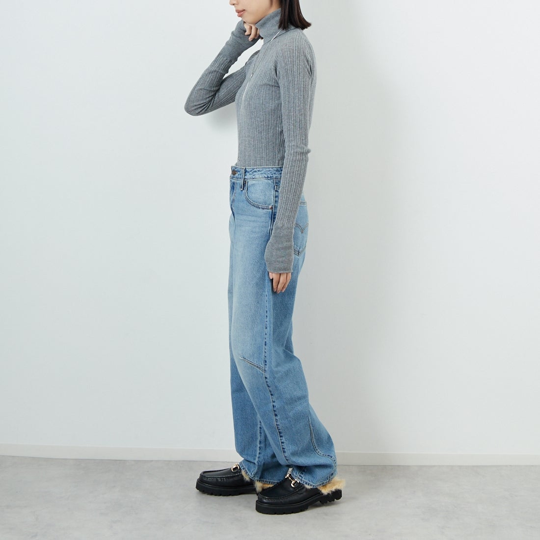 tumugu: [ツムグ] ランダムリブタートルネックニット [TK9408A] 86 STEAL G &&モデル身長：162cm 着用サイズ：F&&