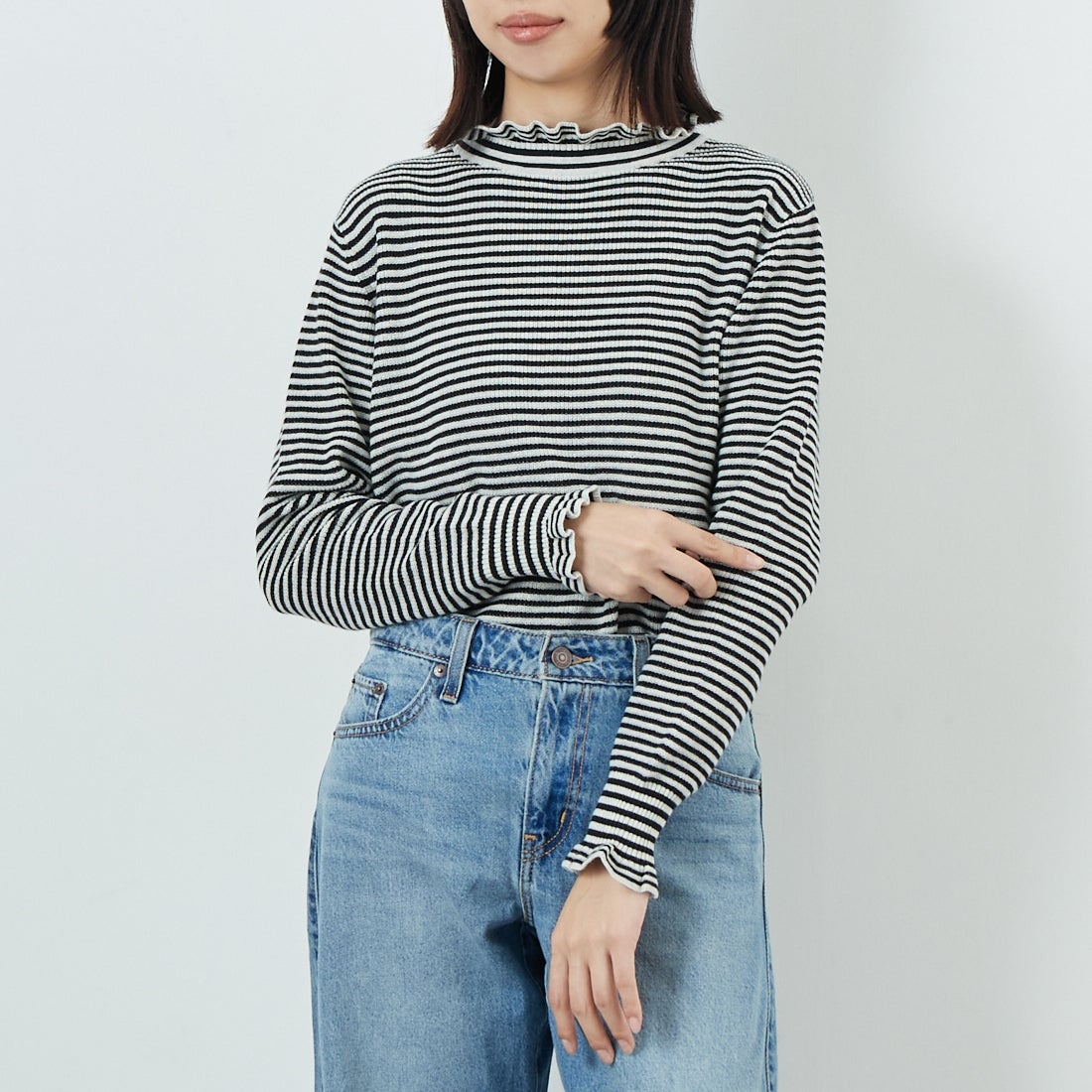 9L BORDER&&モデル身長：162cm 着用サイズ：F&&