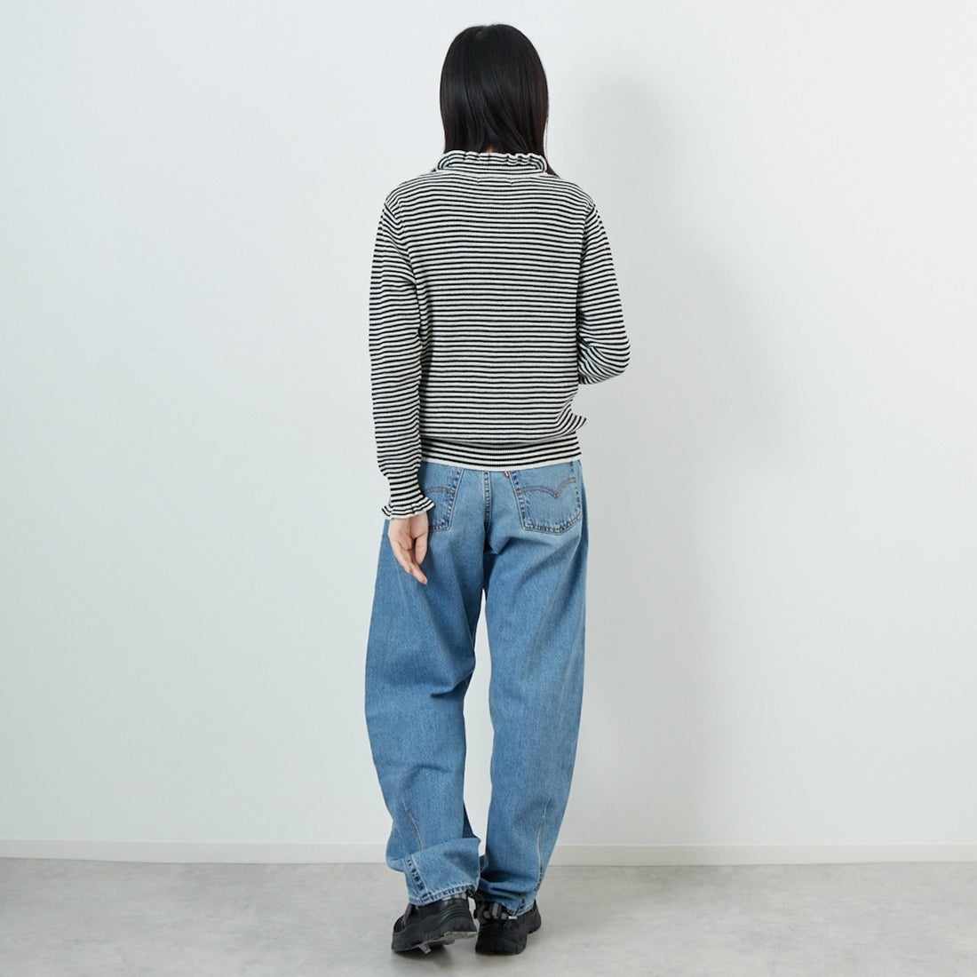 tumugu: [ツムグ] ランダムリブハイネックニット [TK19303B] 9L BORDER &&モデル身長：162cm 着用サイズ：F&&