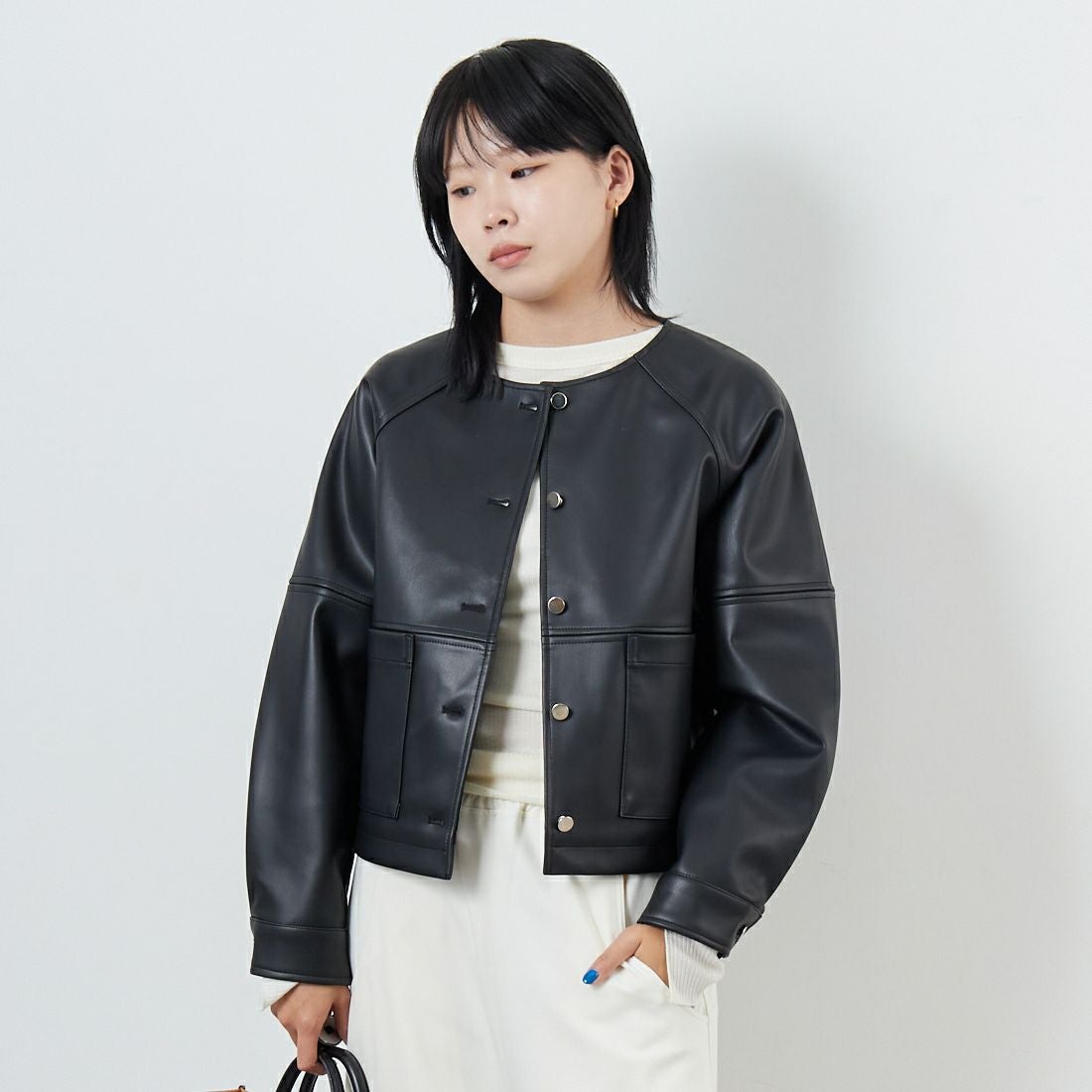 Margaux vintage [マルゴーヴィンテージ] フェイクレザーノーカラー