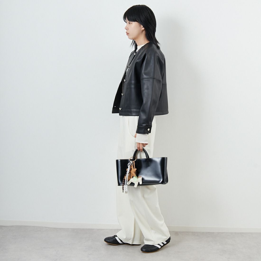 Margaux vintage [マルゴーヴィンテージ] フェイクレザーノーカラージャケット [MG-JK-25070-A] BLACK