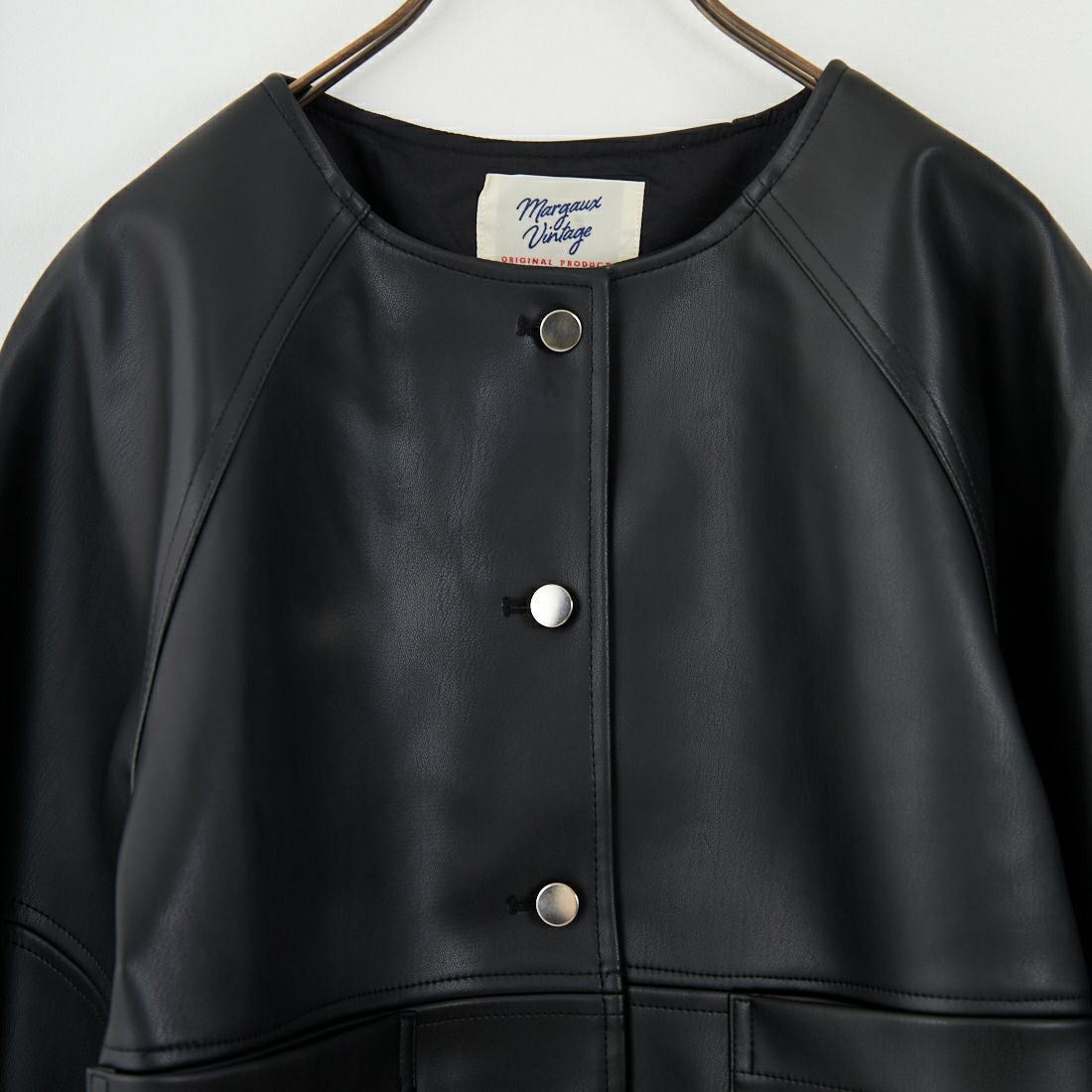 Margaux vintage [マルゴーヴィンテージ] フェイクレザーノーカラージャケット [MG-JK-25070-A] BLACK