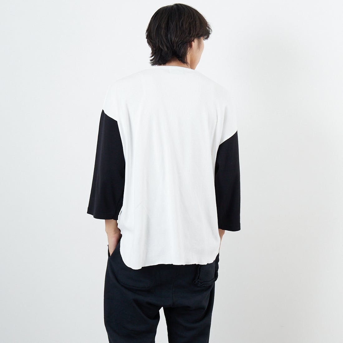 BOW WOW [バウワウ] ベースボールTシャツ [BW-BT] BLACK/WHIT &&モデル身長：179cm 着用サイズ：L&&