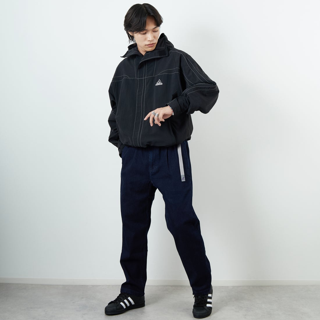 GRAMiCCi [グラミチ] 別注 ストレッチデニム エブリデイパンツ [GUP5-F1023-JF] ONE WASH &&モデル身長：179cm 着用サイズ：L&&