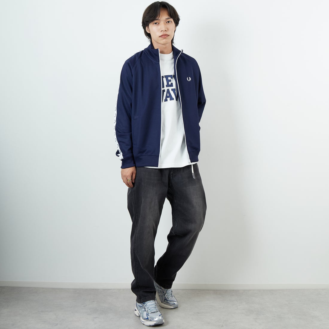 GRAMiCCi [グラミチ] 別注 ストレッチデニム エブリデイパンツ [GUP5-F1023-JF] BLK USED &&モデル身長：179cm 着用サイズ：L&&