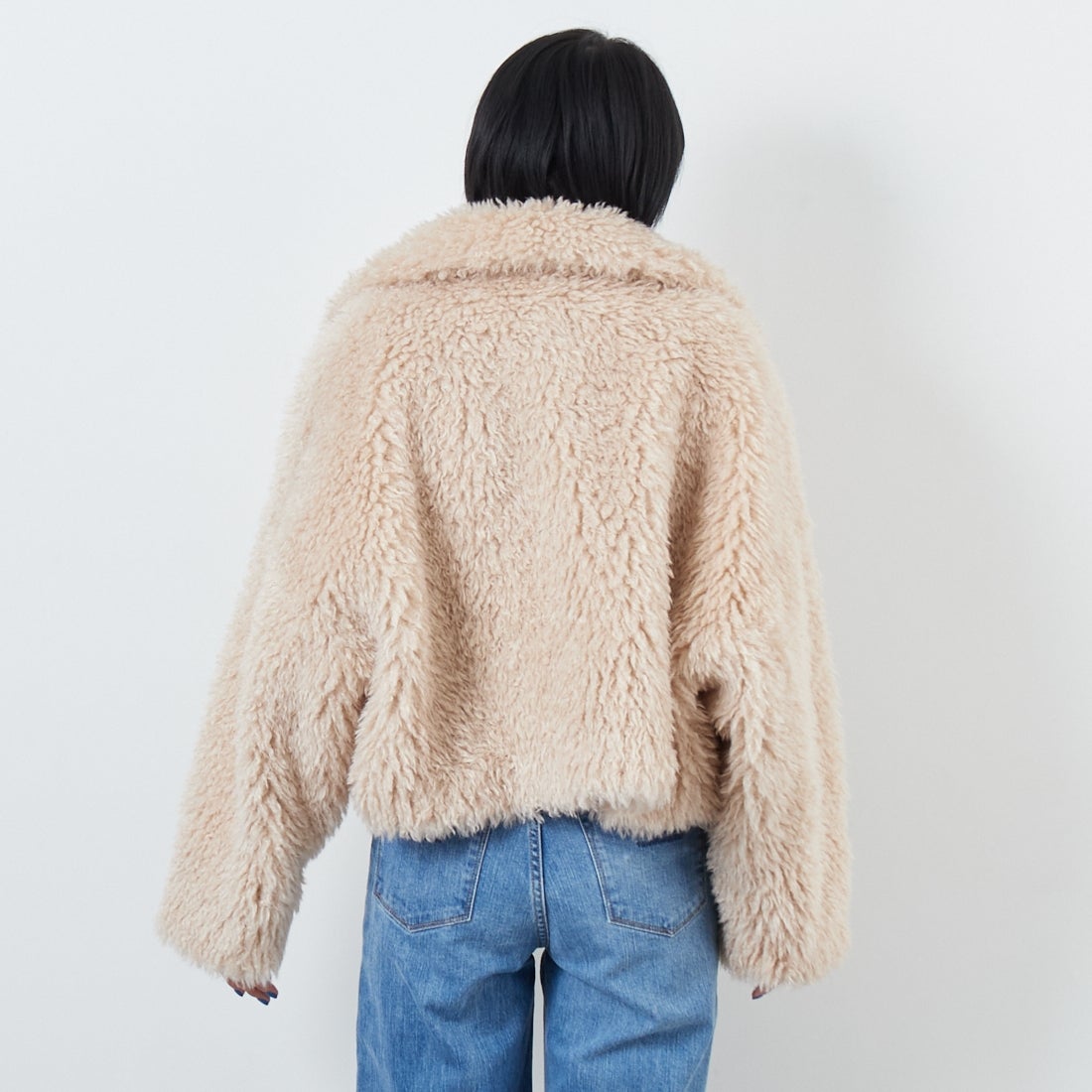 Jeans Factory Clothes [ジーンズファクトリークローズ] プードルファーショートブルゾン [330024] 103 ｱｲﾎﾞﾘｰ &&モデル身長：167cm 着用サイズ：F&&