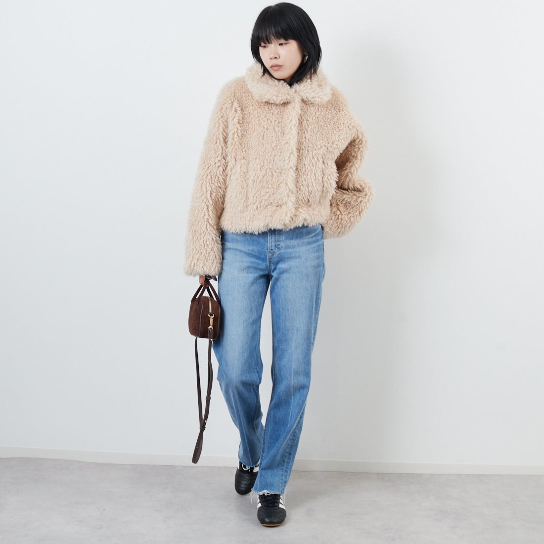 Jeans Factory Clothes [ジーンズファクトリークローズ] プードルファーショートブルゾン [330024] 103 ｱｲﾎﾞﾘｰ &&モデル身長：167cm 着用サイズ：F&&