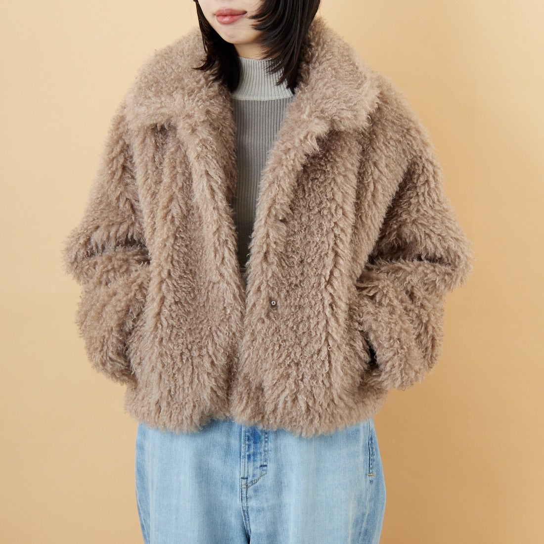 Jeans Factory Clothes [ジーンズファクトリークローズ] プードルファーショートブルゾン [330024] 157 ﾓｶ &&モデル身長：162cm 着用サイズ：F&&