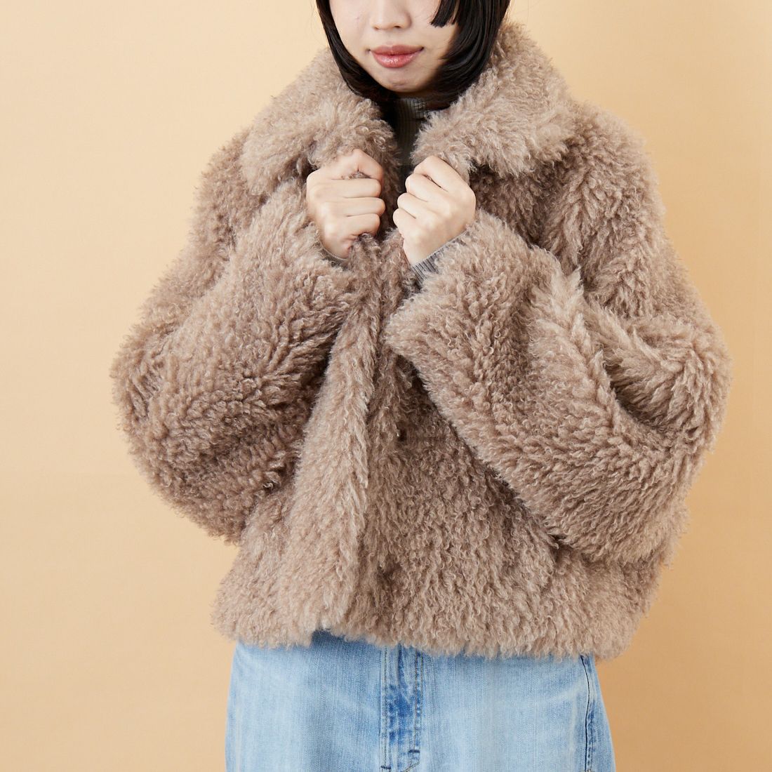 Jeans Factory Clothes [ジーンズファクトリークローズ] プードルファーショートブルゾン [330024] 157 ﾓｶ &&モデル身長：162cm 着用サイズ：F&&