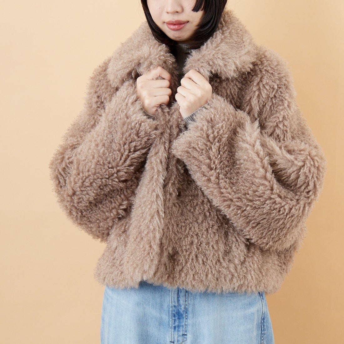 Jeans Factory Clothes [ジーンズファクトリークローズ] プードルファーショートブルゾン [330024] 157 ﾓｶ &&モデル身長：162cm 着用サイズ：F&&