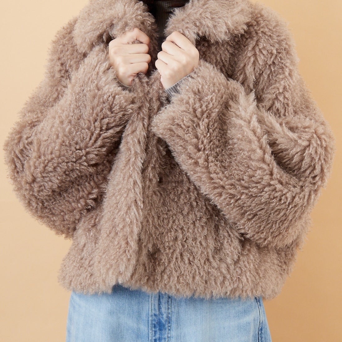 Jeans Factory Clothes [ジーンズファクトリークローズ] プードルファーショートブルゾン [330024] 157 ﾓｶ &&モデル身長：162cm 着用サイズ：F&&