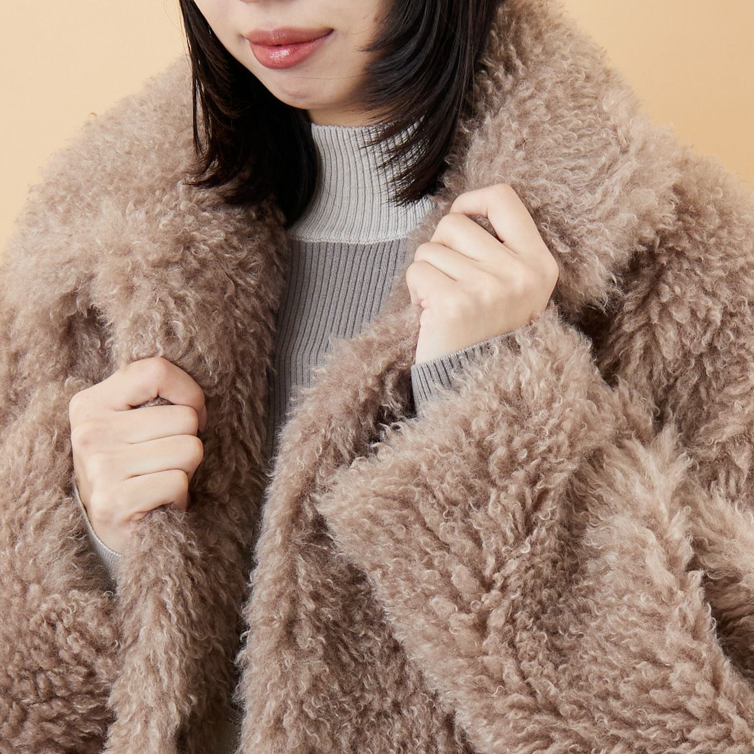 Jeans Factory Clothes [ジーンズファクトリークローズ] プードルファーショートブルゾン [330024] 157 ﾓｶ &&モデル身長：162cm 着用サイズ：F&&