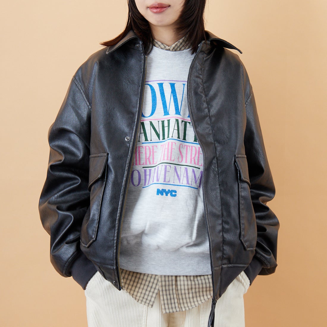 BLACK&&モデル身長：162cm 着用サイズ：S&&