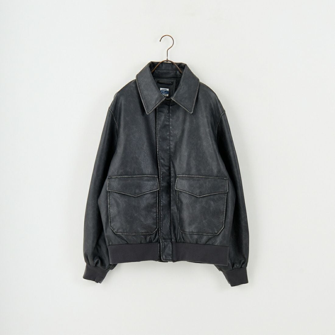 ARMY TWILL SANFORIZED [アーミーツイル サンフォライズド] 別注 ヴィーガンレザー A-2フライトジャケット [AM-2554502-INT-JF] BLACK