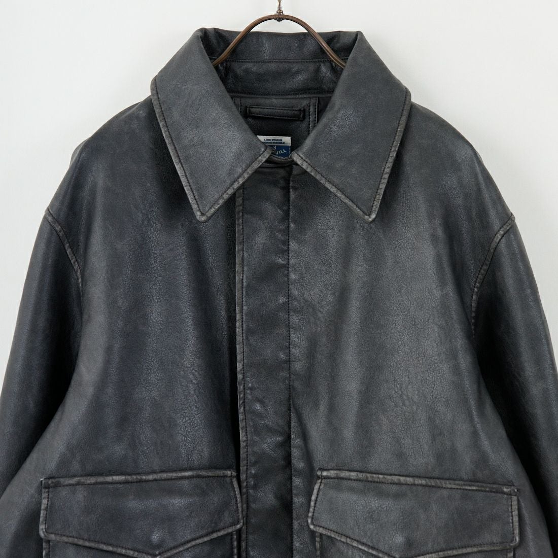 ARMY TWILL SANFORIZED [アーミーツイル サンフォライズド] 別注 ヴィーガンレザー A-2フライトジャケット [AM-2554502-INT-JF] BLACK