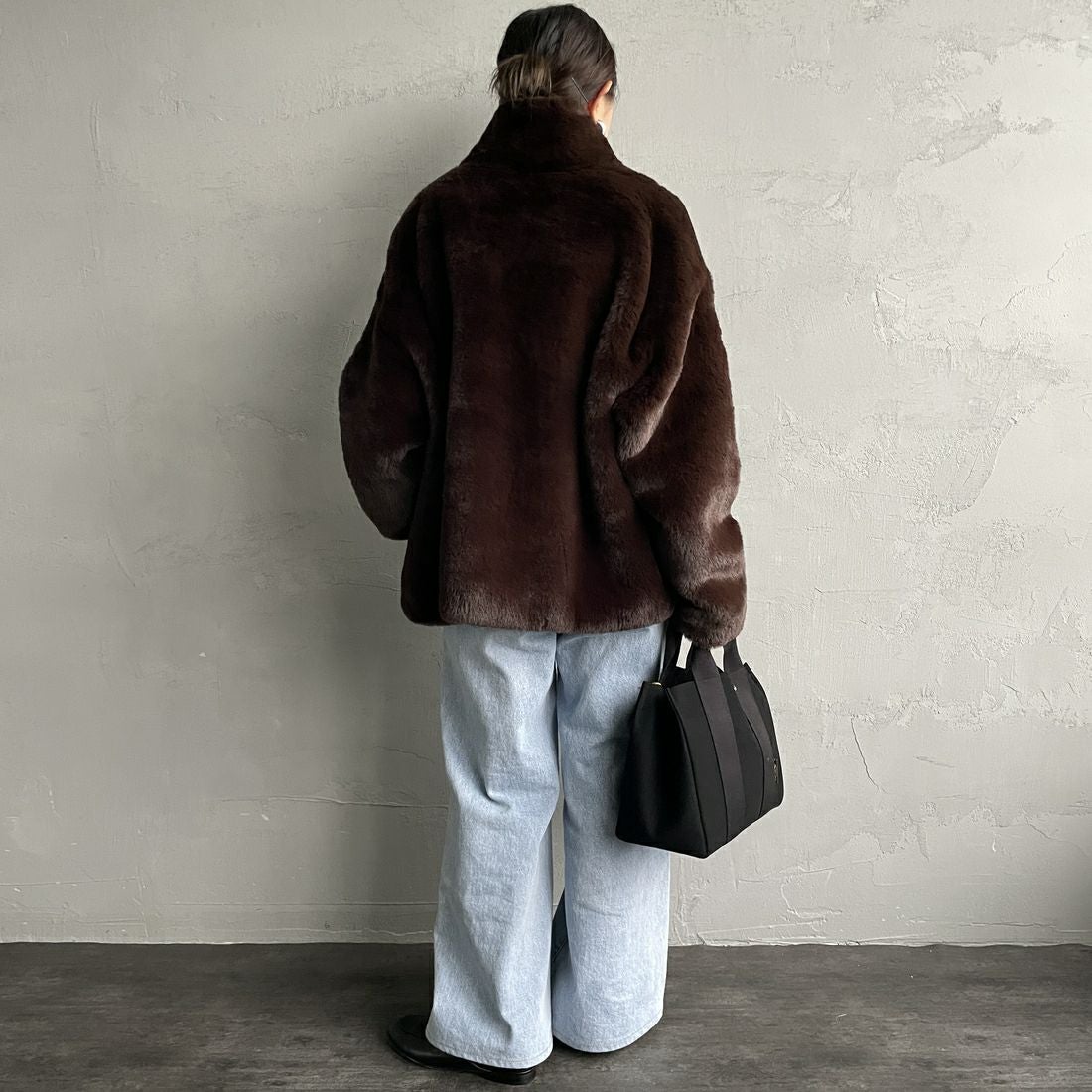 Jeans Factory Clothes [ジーンズファクトリークローズ] エコファーオーバーサイズブルゾン [330023] 155 ﾌﾞﾗｳﾝ &&モデル身長：150cm 着用サイズ：F&&