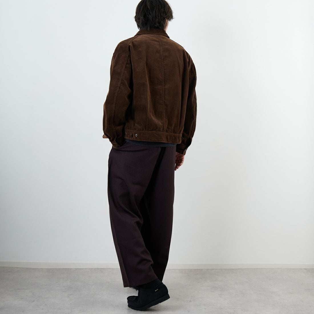 GRAMiCCi [グラミチ] 別注 ウールライク ワイドパンツ [GUP5-F1025-JF] BROWN &&モデル身長：179cm 着用サイズ：L&&