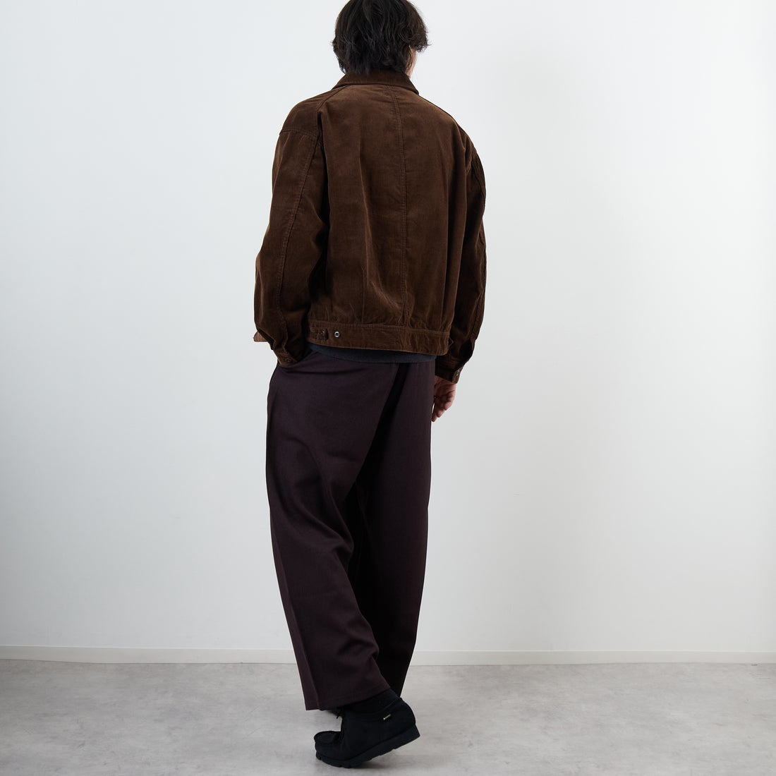 Gramicci [グラミチ] 別注 ウールライク ワイドパンツ [GUP5-F1025-JF] BROWN &&モデル身長：179cm 着用サイズ：L&&