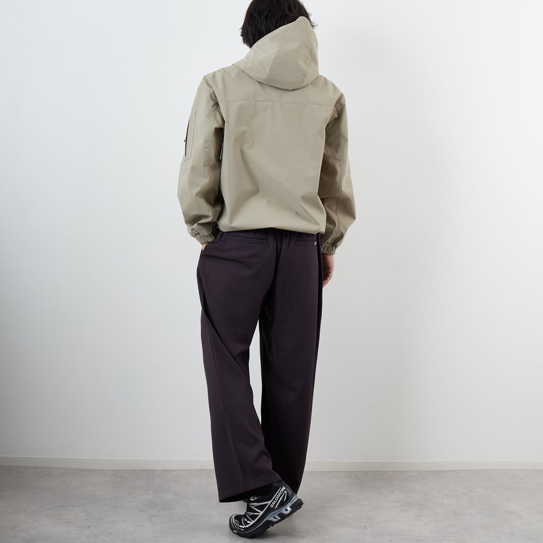 GRAMiCCi [グラミチ] 別注 ウールライク ワイドパンツ [GUP5-F1025-JF] CHARCOAL &&モデル身長：179cm 着用サイズ：M&&