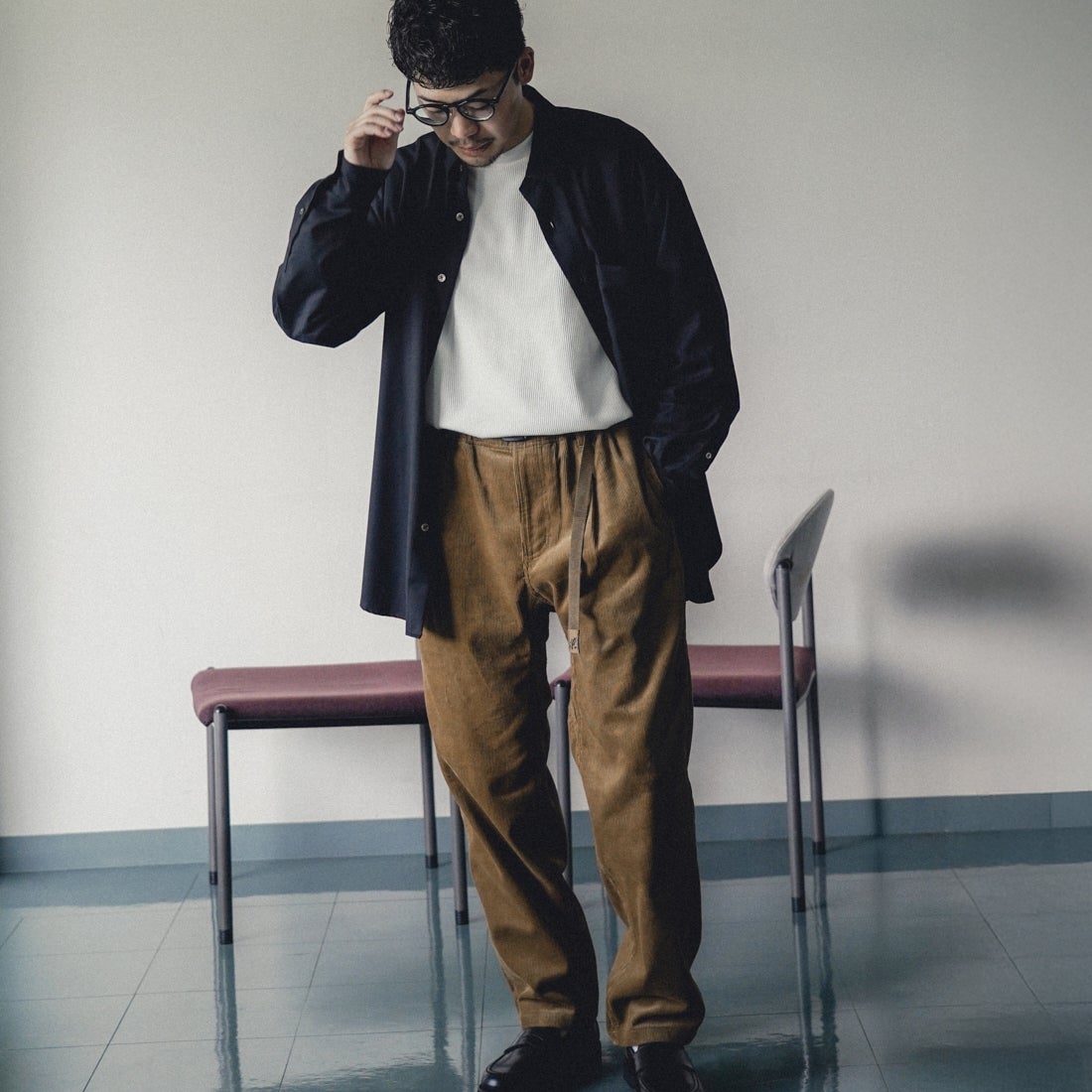 GRAMiCCi [グラミチ] 別注 コーデュロイ エブリデイパンツ [GUP5-F1022-JF] CAMEL &&モデル身長：168cm 着用サイズ：L&&