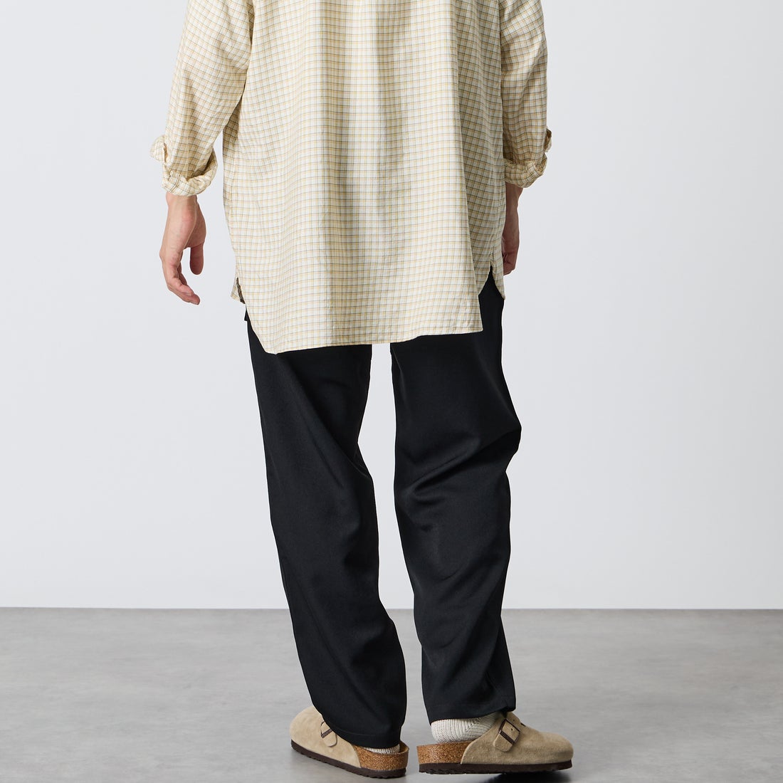 GRAMiCCi [グラミチ] 別注 ウールライク エブリデイパンツ [GUP5-F1024-JF] BLACK &&モデル身長：168cm 着用サイズ：L&&