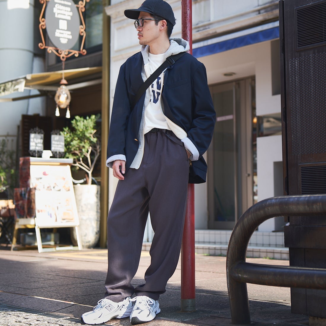 GRAMiCCi [グラミチ] 別注 ウールライク エブリデイパンツ [GUP5-F1024-JF] CHARCOAL &&モデル身長：168cm 着用サイズ：L&&