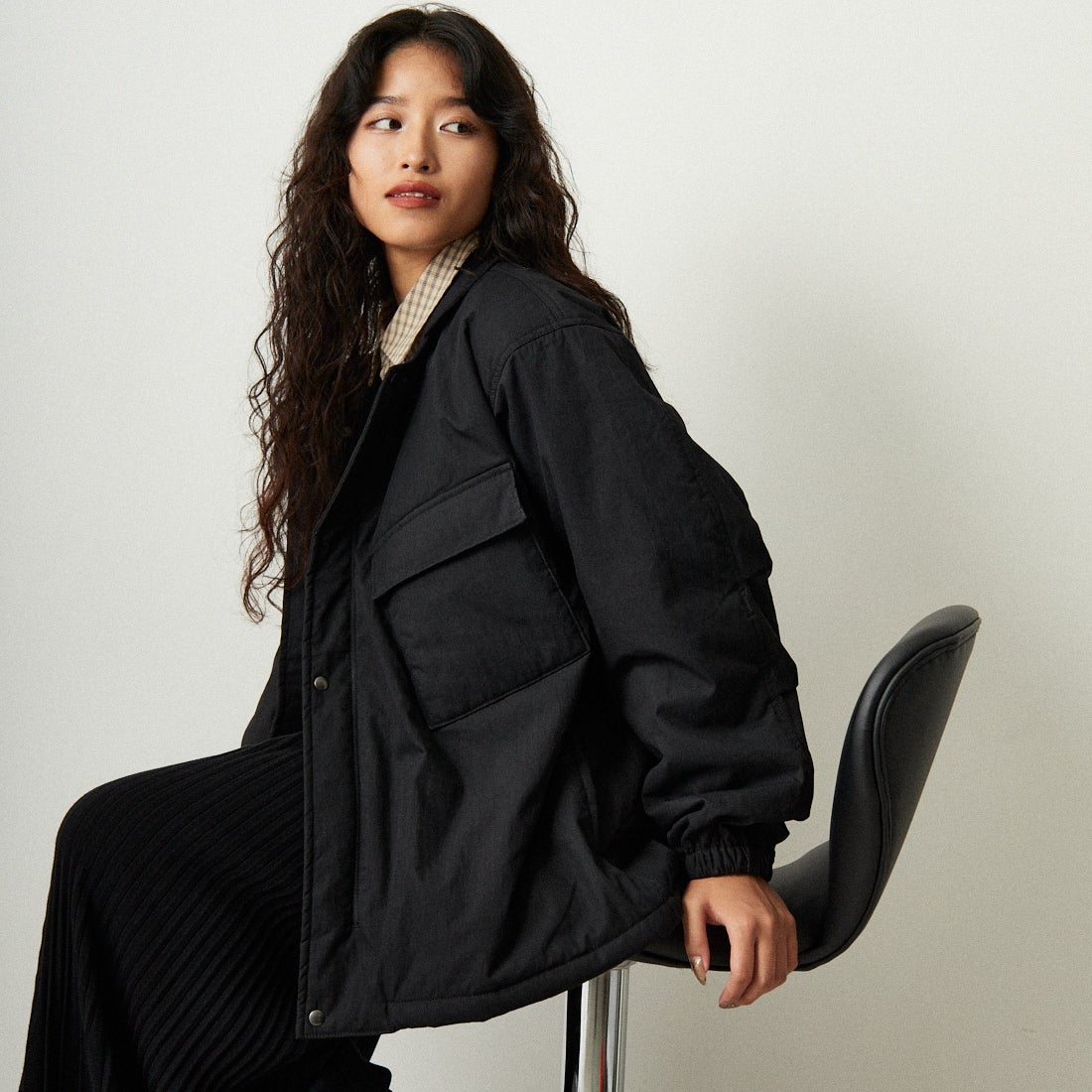BLACK&&モデル身長：162cm 着用サイズ：S&&