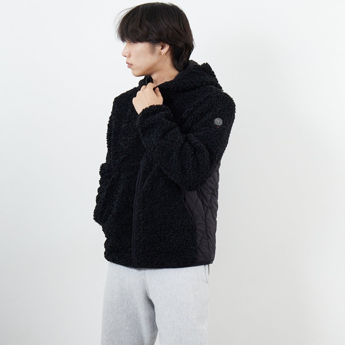 CAPE HORN [ケープホーン] LENNOX ボアブルゾン [B1578] 500 BLACK &&モデル身長：179cm 着用サイズ：48&&