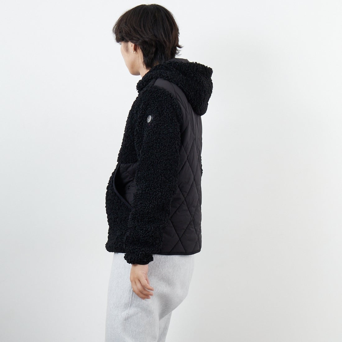 CAPE HORN [ケープホーン] LENNOX ボアブルゾン [B1578] 500 BLACK &&モデル身長：179cm 着用サイズ：48&&