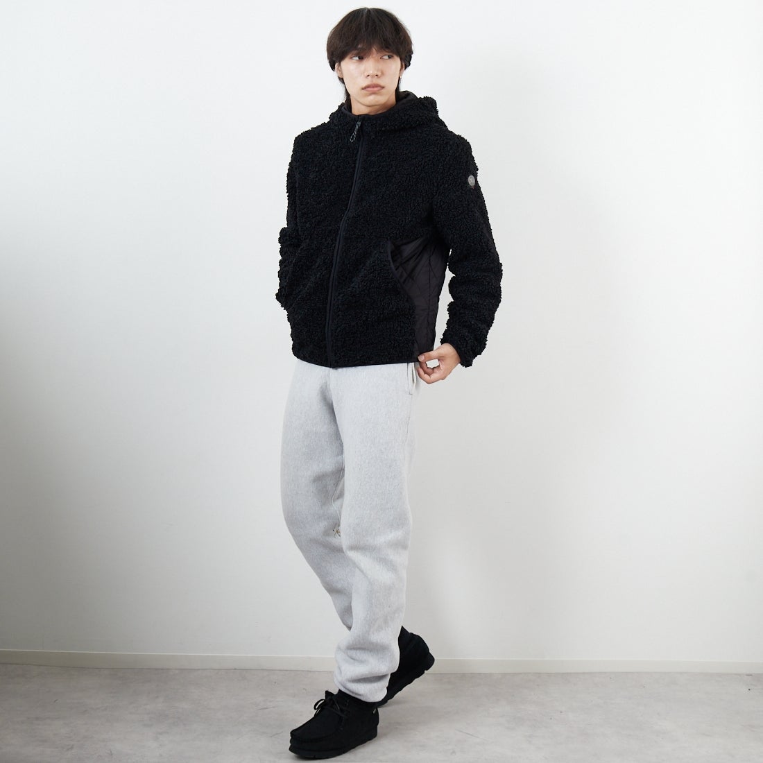 CAPE HORN [ケープホーン] LENNOX ボアブルゾン [B1578] 500 BLACK &&モデル身長：179cm 着用サイズ：48&&