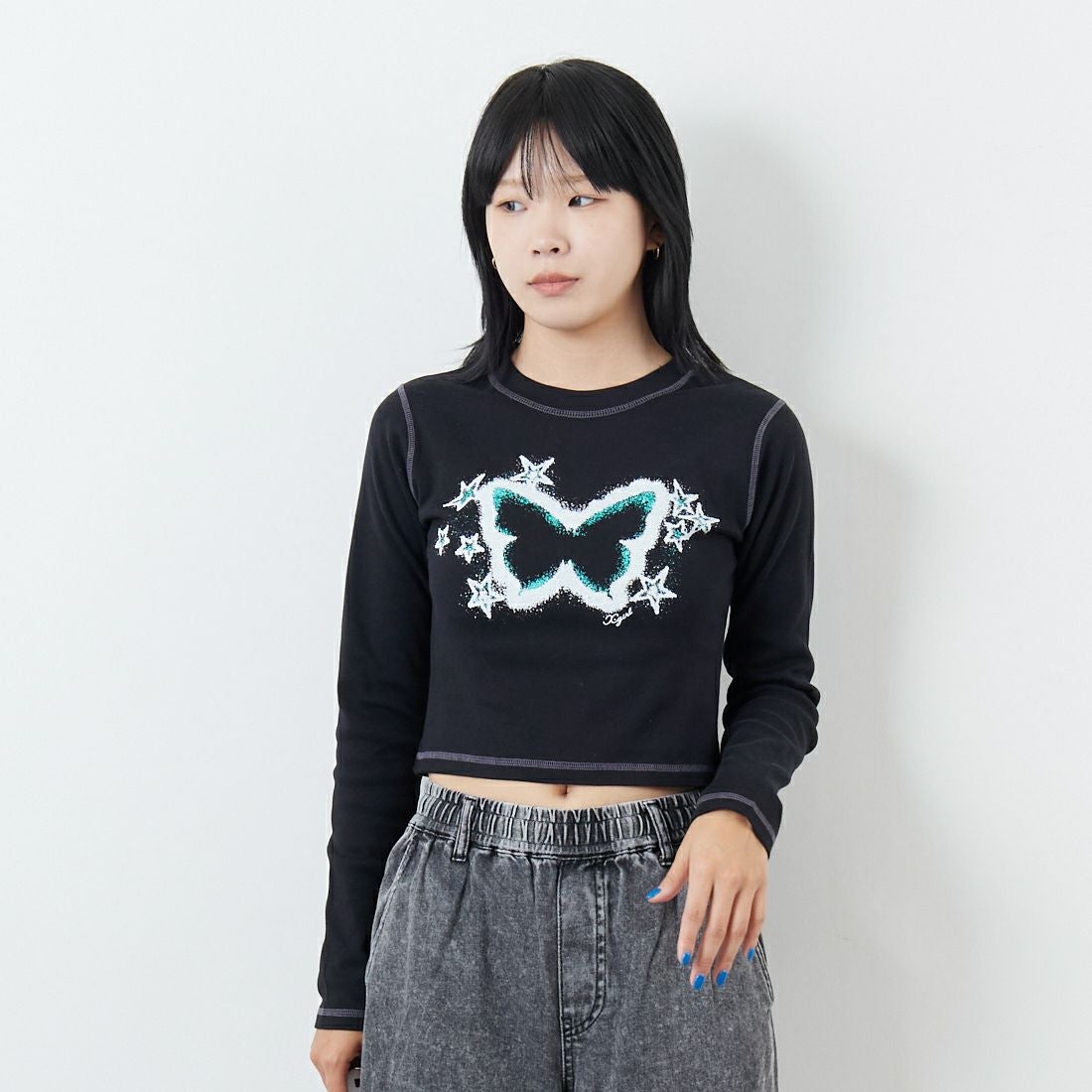 BLACK&&モデル身長：167cm 着用サイズ：M&&