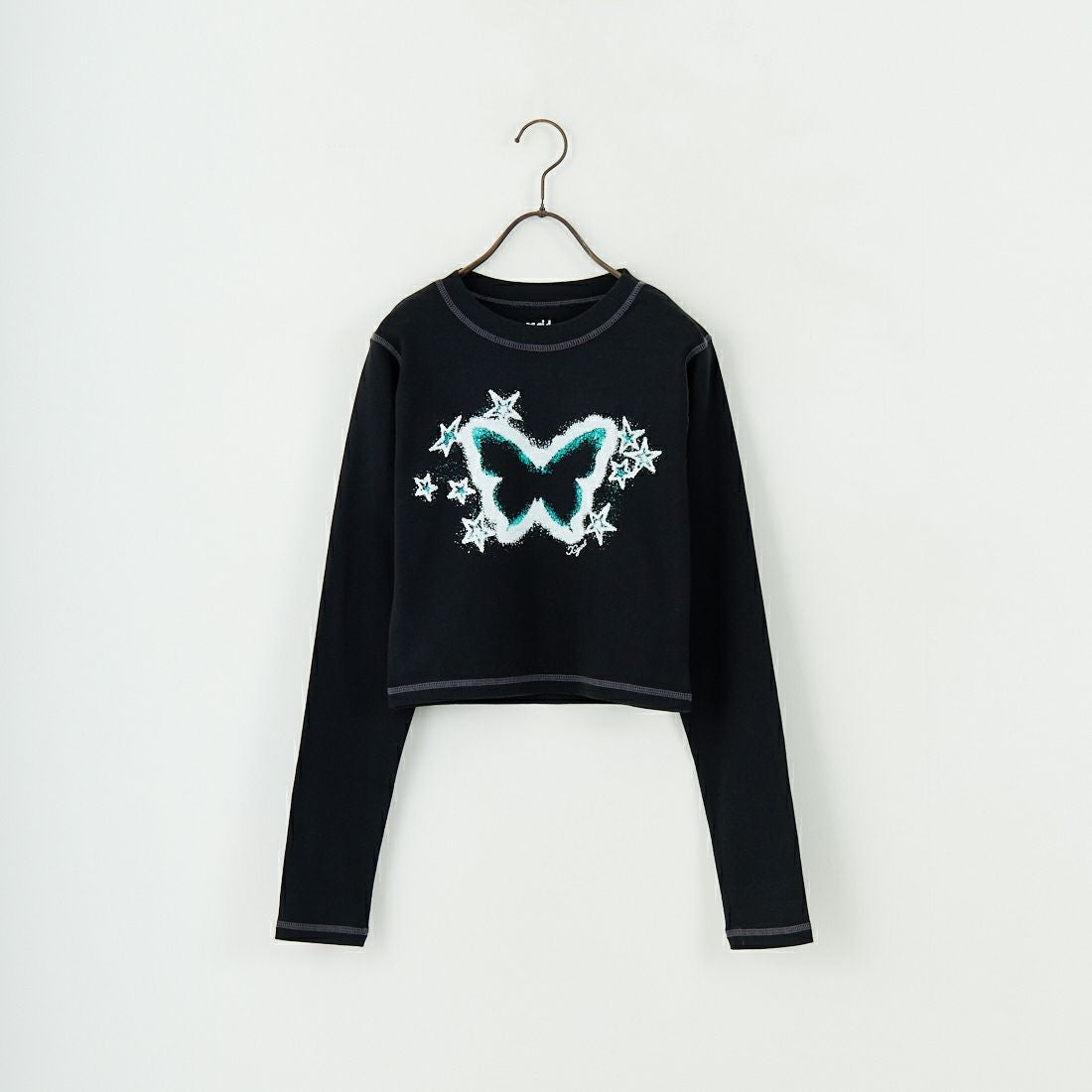 X-girl [エックスガール] スターフラッターバタフライ ロングスリーブベビーTシャツ [105253013001] BLACK