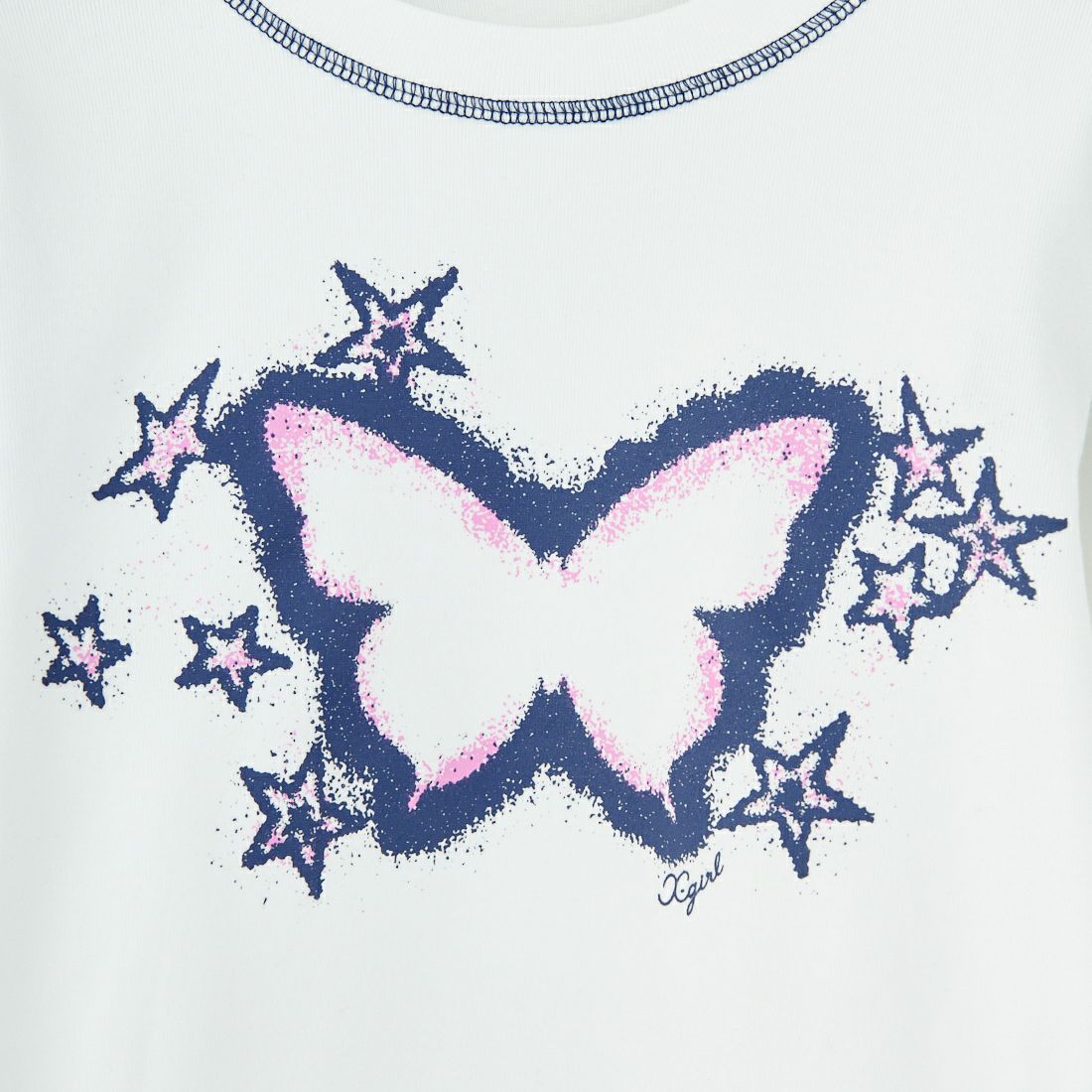 X-girl [エックスガール] スターフラッターバタフライ ロングスリーブベビーTシャツ [105253013001] WHITE