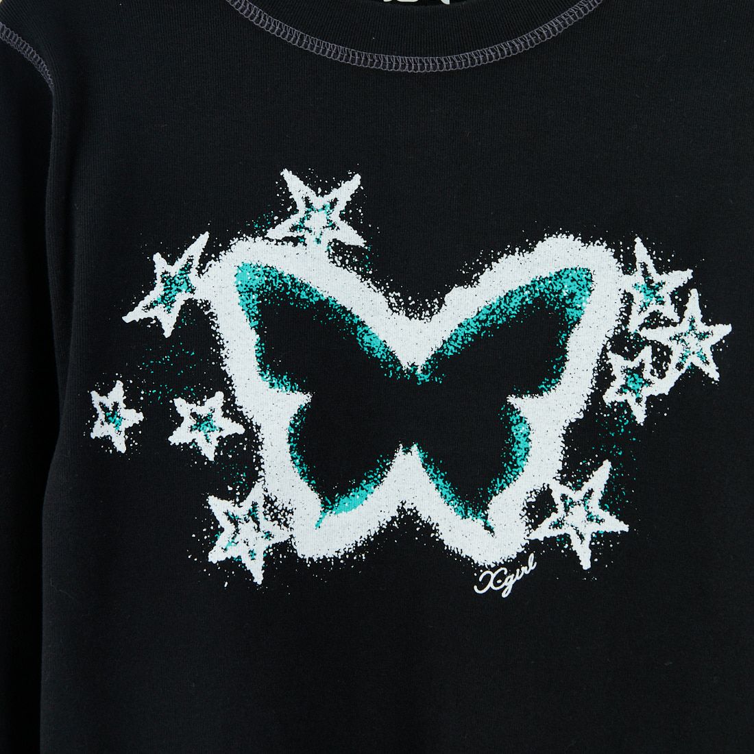 X-girl [エックスガール] スターフラッターバタフライ ロングスリーブベビーTシャツ [105253013001] BLACK