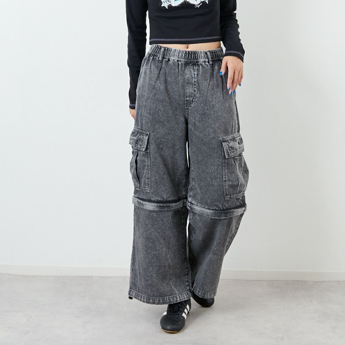X-girl [エックスガール] ウォッシュド 2WAYワイドカーゴパンツ