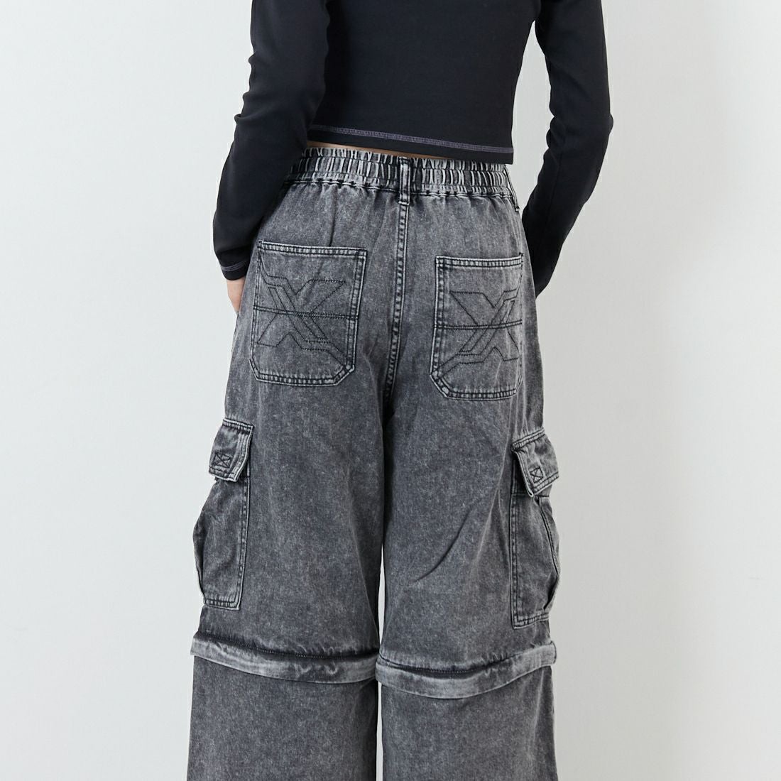 X-girl [エックスガール] ウォッシュド 2WAYワイドカーゴパンツ