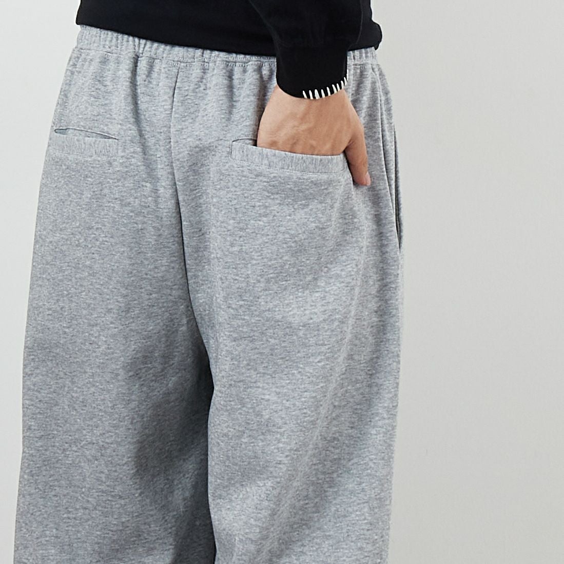 SLICK [スリック] ダブルエアニットスウェットワイドパンツ [5161032] 801 H.GRAY &&モデル身長：179cm 着用サイズ：2&&