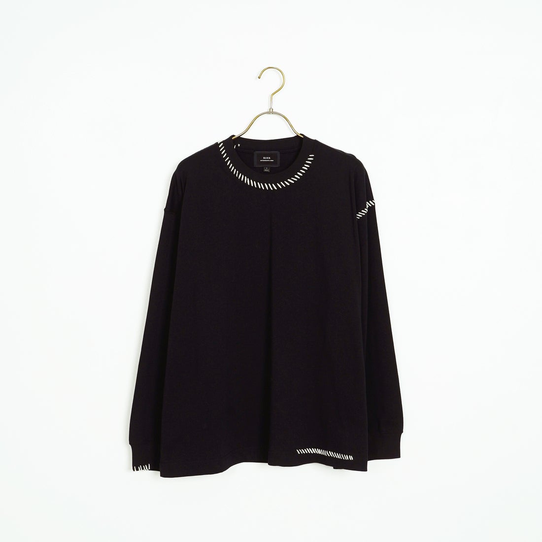 SLICK [スリック] 30/2 コンパクトヤーンエンブロイダリーTシャツ [5131008] 700 BLACK
