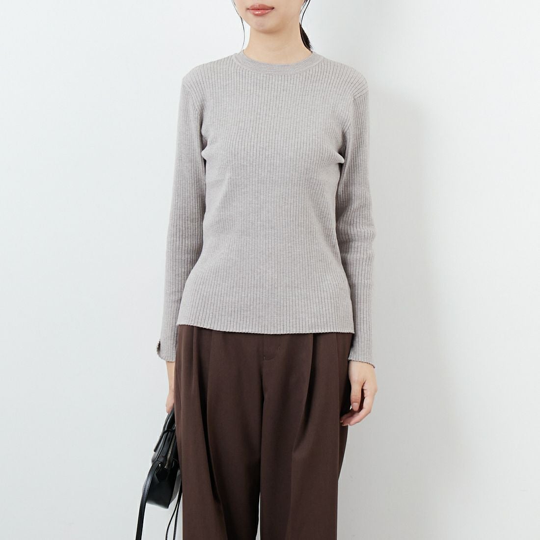 CLOCHE [クロシェ] ファービスチェ&リブニットセット [55285529] ﾗｲﾄｸﾞﾚｰ &&モデル身長：162cm 着用サイズ：2&&