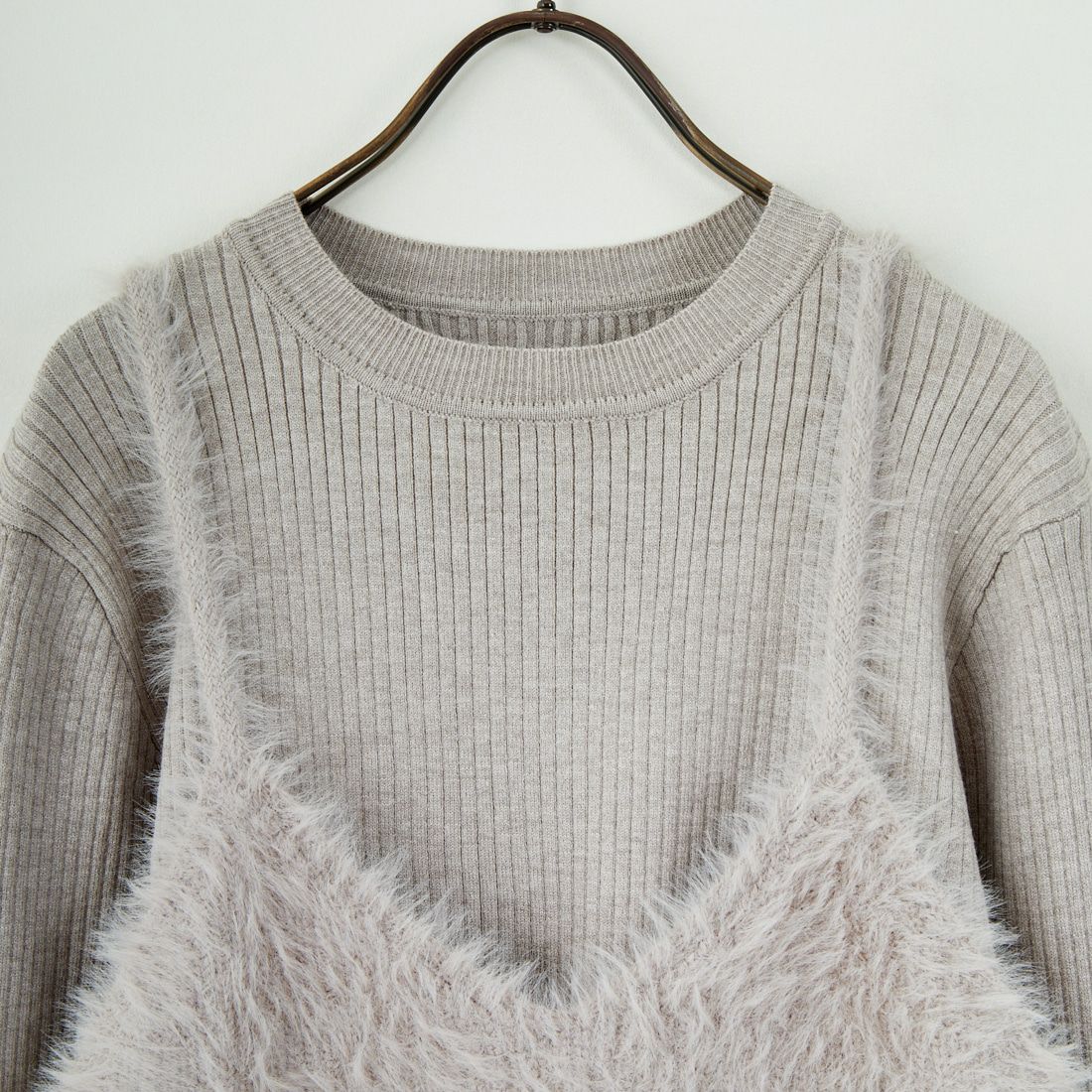 CLOCHE [クロシェ] ファービスチェ&リブニットセット [55285529] ﾗｲﾄｸﾞﾚｰ