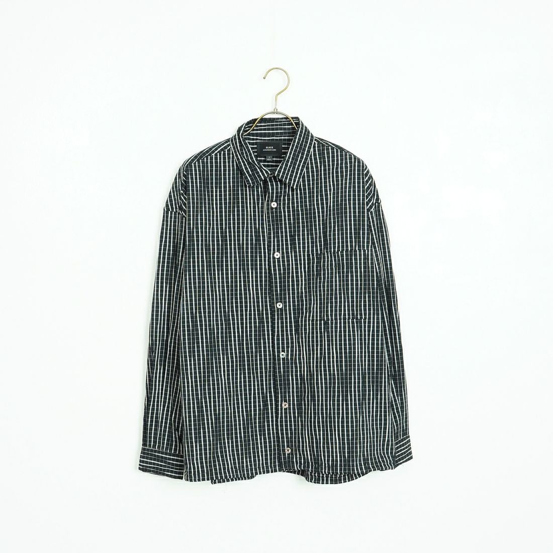 SLICK [スリック] ストライプタックジャガード ドローストリングスレギュラーカラーシャツ [5121018] 700 BLACK
