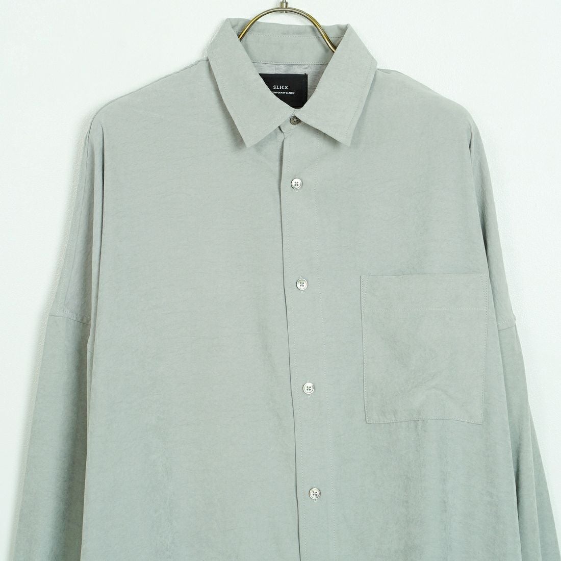 SLICK [スリック] ヴィンテージサテン ドルマンスリーブレギュラーカラーシャツ [5121022] 740 GRAY