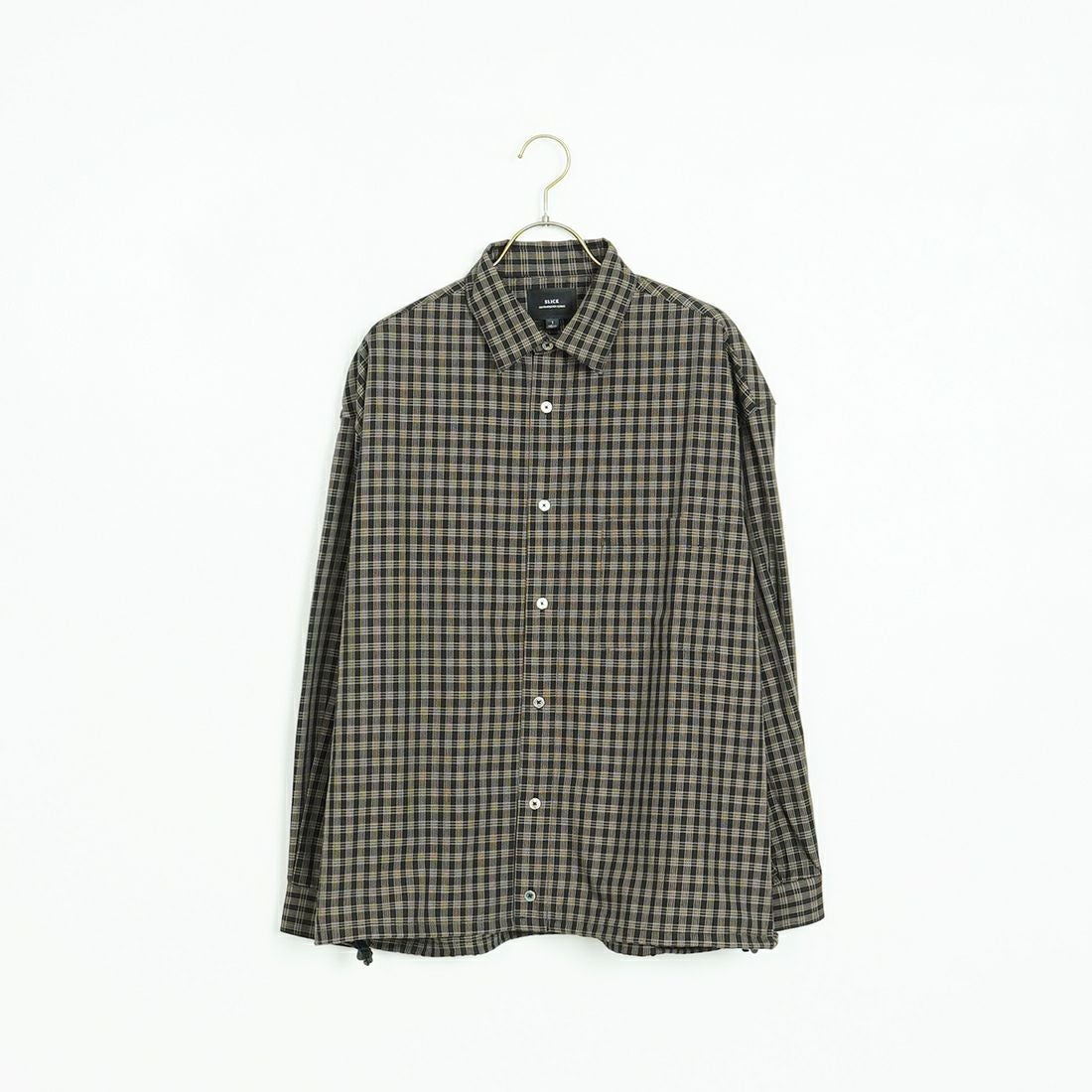 SLICK [スリック] マイクロチェックドローストリングレギュラーシャツ [5121019] 700 BLACK