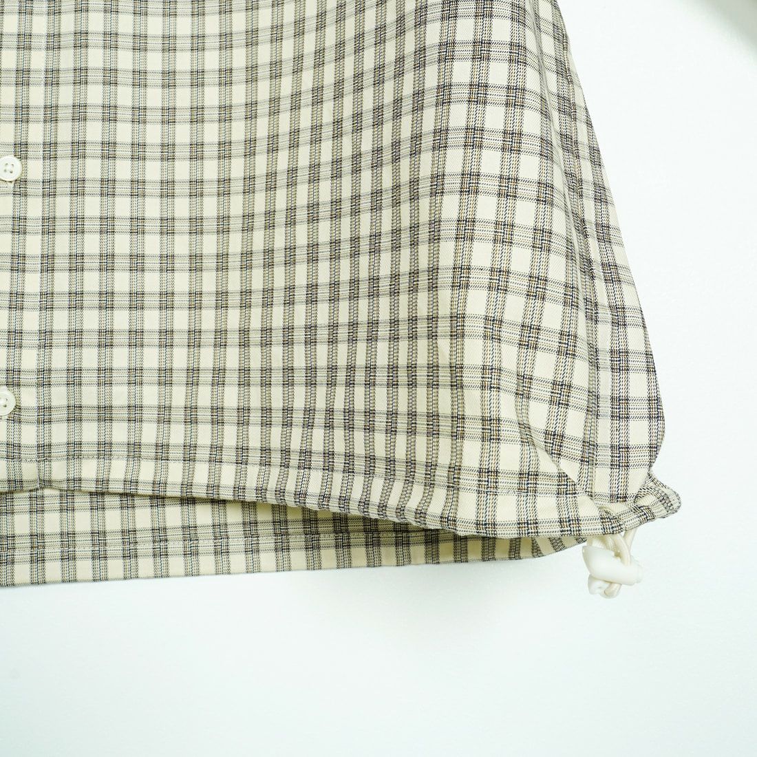 SLICK [スリック] マイクロチェックドローストリングレギュラーシャツ [5121019] 902 ECRU