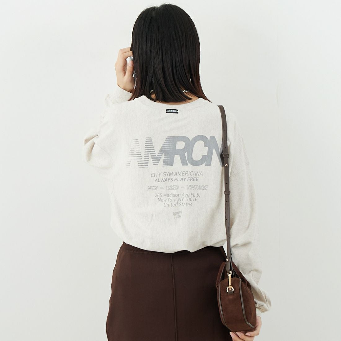 Americana [アメリカーナ] リバースウィーブロングスリーブTシャツ [BRF-752A-2] ｵｰﾄﾐｰﾙ &&モデル身長：162cm 着用サイズ：M&&