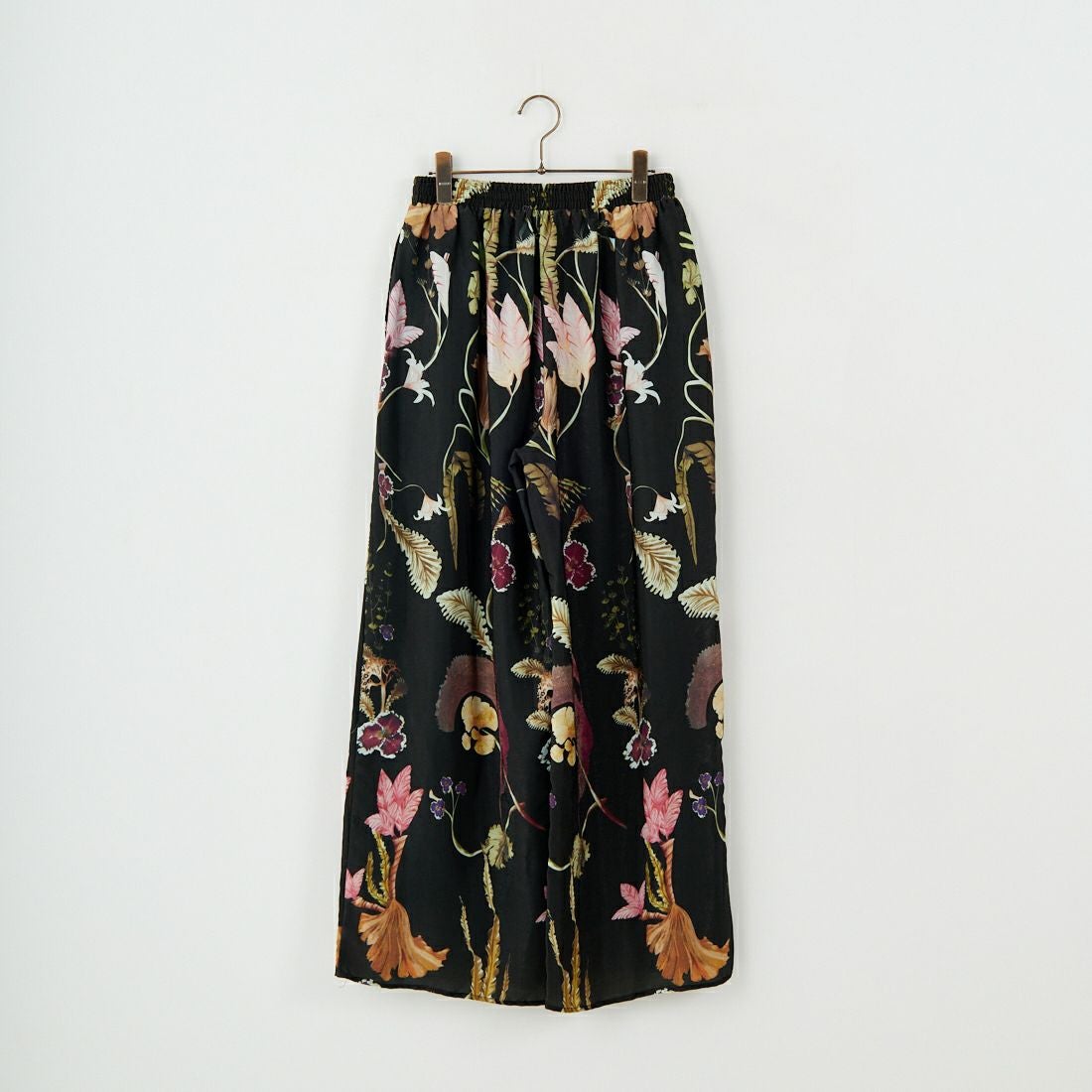 CLOCHE [クロシェ] ボタニカル柄ワイドパンツ [55286557] ﾌﾞﾗｯｸ