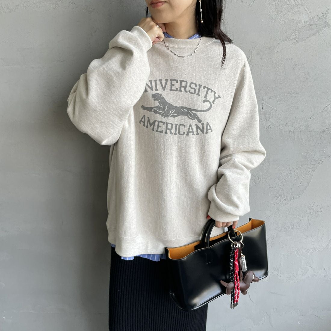 Americana [アメリカーナ] リバースウィーブ クルーネックスウェット [BRF-771A-2] ｵｰﾄﾐｰﾙ &&モデル身長：160cm 着用サイズ：M&&
